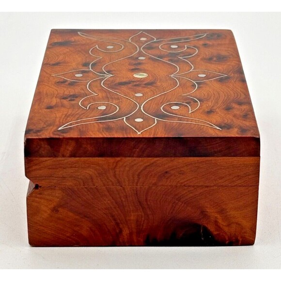 Morrocan Juniper Thuya Wooden Jewelry Boxes Handcrafted Signed Exotic‎ Inlay EUC - Picture 12 of 16
